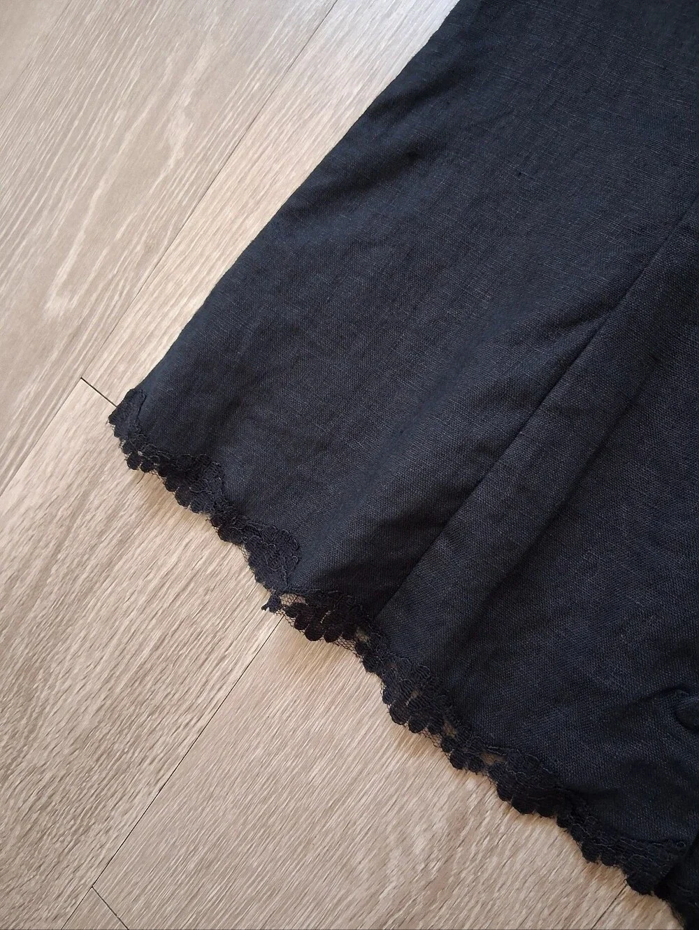 Reformation Anabella Black Linen Blouse Milkmaid Lace Parisian